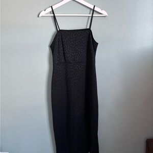 Zara Black Midi Dress with Subtle Pattern